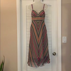 Betsey Johnson | Multi stripe silk midi dress